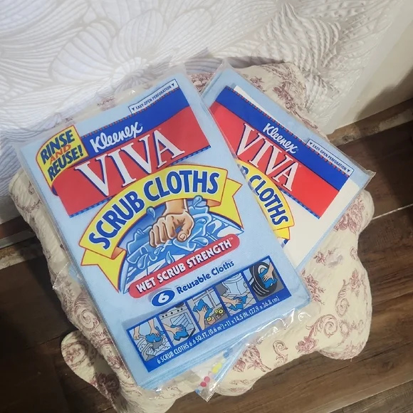 Vintage Kleenex Viva Scrub Cloths Two 6 Pack - 1996 NOS Sealed - Picture 5 of 7
